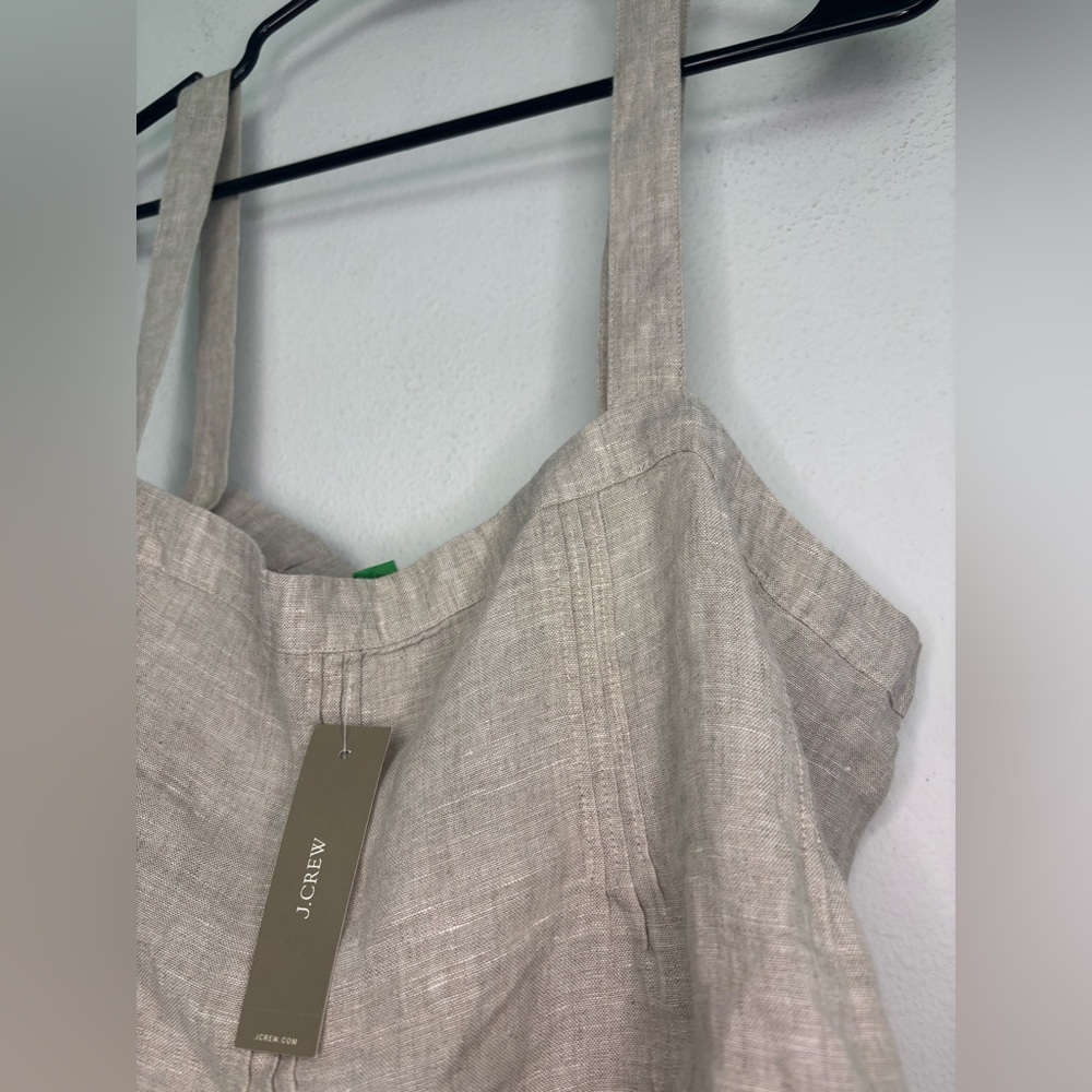 J. CREW NWT BEIGE 100% LINEN BUTTON STRAP CAMI BLOUSE SZ LARGE - Picture 4 of 9